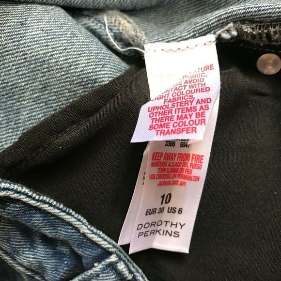 Dorothy Perkins Polka Dot Blue Denim Short Skirt 100% Cotton US 6 Eur 38 NEW - Picture 7 of 7